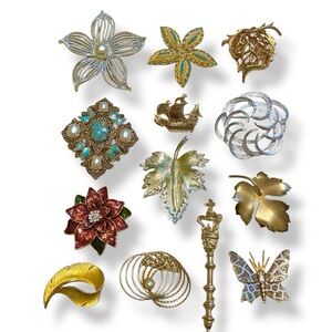 Bundle Signed Vintage Large Brooches Pins Coventry Napier Coro Giovanni Janette